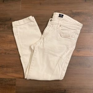 AG the Stevie Roll-up white slim straight jeans